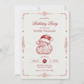 ヴィンテージサンタ誕生日招待状 招待状 (正面)