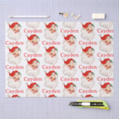 ヴィンテージサンタ赤のクリスマスパーソナライズされたの名前 薄葉紙 (クラフト)