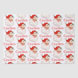 ヴィンテージサンタ赤のクリスマスパーソナライズされたの名前 薄葉紙