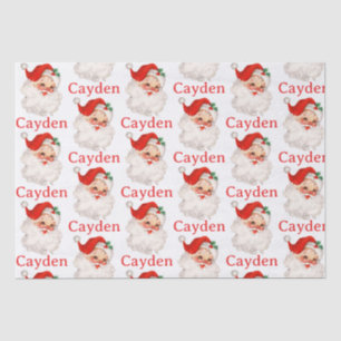 ヴィンテージサンタ赤のクリスマスパーソナライズされたの名前 薄葉紙