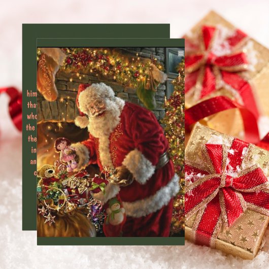 ヴィンテージサンタ金ゴールドライト暖炉 シーズンカード