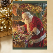 ヴィンテージサンタ金ゴールドライト暖炉 シーズンカード