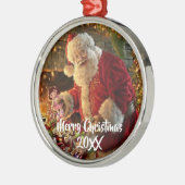 ヴィンテージサンタ金ゴールドライト暖炉 メタルオーナメント (左)