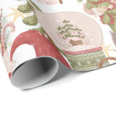 ヴィンテージサンタ雪だるまスノーグローブクリスマスパターン ラッピングペーパー (ロールコーナー)