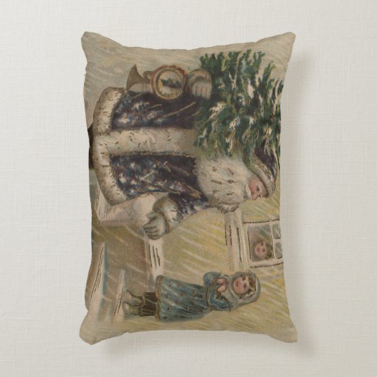 ヴィンテージサンタ雪クリスマスツリー アクセントクッション (正面(垂直))