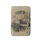 ヴィンテージサンタ雪クリスマスツリー バスマット (正面縦)