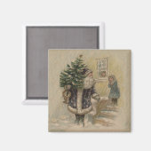 ヴィンテージサンタ雪クリスマスツリー マグネット (正面/裏面)