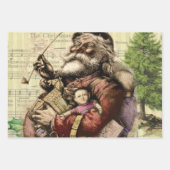 ヴィンテージサンタ雪クリスマスツリー ラッピングペーパーシート (正面2)