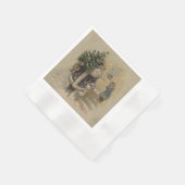 ヴィンテージサンタ雪クリスマスツリー 縁ありカクテルナプキン (角)