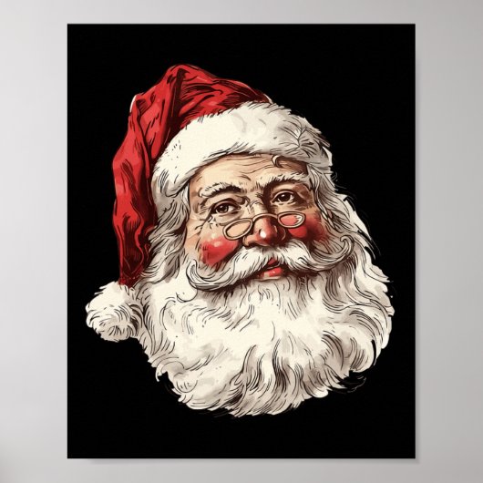 ヴィンテージサンタ顔クリスマスクリスマスファミリーマッチング ポスター (正面)