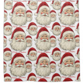 ヴィンテージサンタ顔グリーン シャワーカーテン (正面)