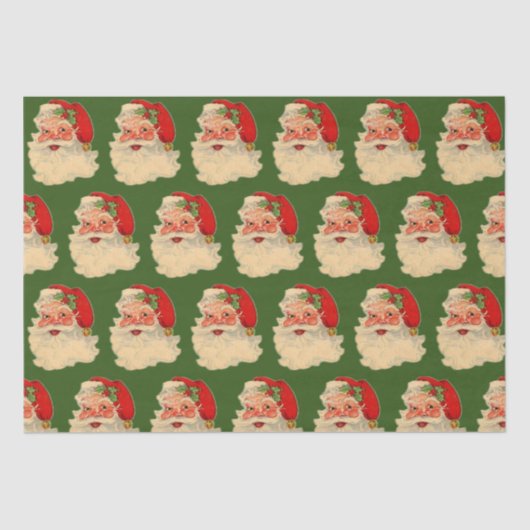ヴィンテージサンタ顔グリーン 薄葉紙 (正面)