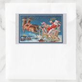 ヴィンテージサンタ飛んでいるスリー 長方形シール (バッグ)