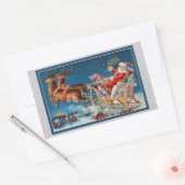 ヴィンテージサンタ飛んでいるスリー 長方形シール (封筒)