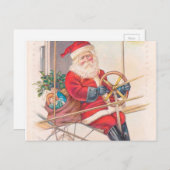 ヴィンテージサンタ飛行船ファンタジー シーズンポストカード (正面/裏面)