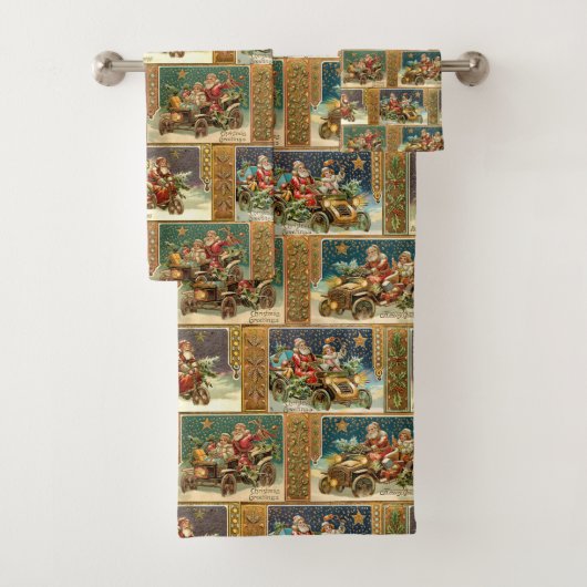 ヴィンテージサンタ・イン・カーとバイク バスタオルセット (インサイチュ)