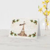 ヴィンテージサンタ・オーバー・パリクリスマスグリーティングカード カード (黄色い花)