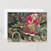 ヴィンテージサンタ&オールドカーホリデークリスマス ポストカード (正面/裏面)
