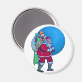 ヴィンテージサンタ,クリスマスサック,星空のおもちゃを マグネット (正面/裏面)
