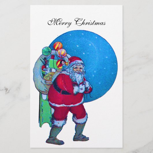 ヴィンテージサンタ,クリスマスサック,星空のおもちゃを 便箋 (正面)