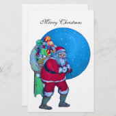 ヴィンテージサンタ,クリスマスサック,星空のおもちゃを 便箋 (正面/裏面)