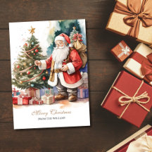 ヴィンテージサンタ&クリスマスツリーパーソナライズされた