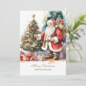 ヴィンテージサンタ&クリスマスツリーパーソナライズされた シーズンカード (スタンド正面)