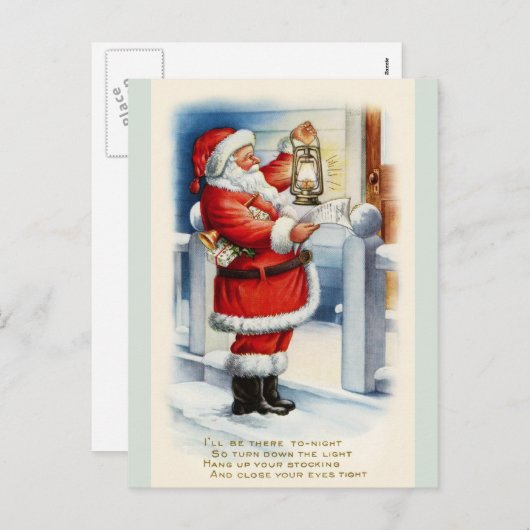 ヴィンテージサンタ・クリスマス挨拶はがきコピー シーズンポストカード (正面/裏面)