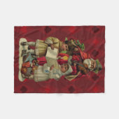 ヴィンテージサンタ・クリスマス・ミュージック・ソング フリースブランケット (正面(横))