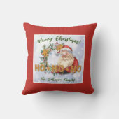 ヴィンテージサンタ&ジンジャーブレッドHo-Ho パーソナライズされた クッション (裏面)