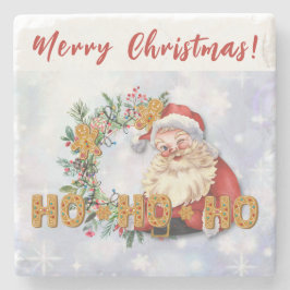 ヴィンテージサンタ&ジンジャーブレッドHo-Ho-Ho石コースター ストーンコースター