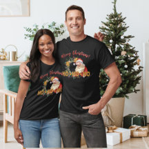 ヴィンテージサンタ&ジンジャーブレッドHo-Ho-Ho鮮やかプリント