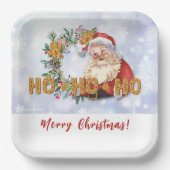 ヴィンテージサンタ&ジンジャーブレッドHo-Ho-Ho ペーパープレート (正面)