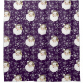 ヴィンテージサンタ&スターズパープル シャワーカーテン (正面)