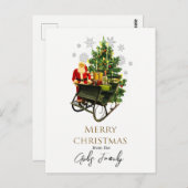 ヴィンテージサンタ&スレイクリスマスホリデー ポストカード (正面/裏面)