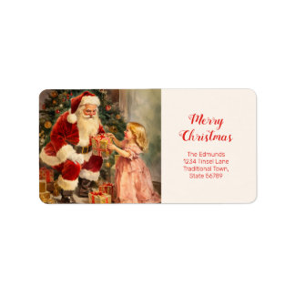 ヴィンテージサンタ&チャイルド差出人住所ラベル ラベル
