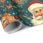 ヴィンテージサンタ&トナカイのクリスマス ラッピングペーパー (ロールコーナー)