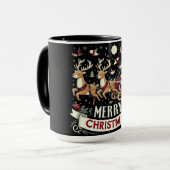 ヴィンテージサンタ＆トナカイのスターナイトクリスマス マグカップ (正面左)