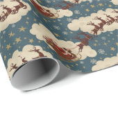 ヴィンテージサンタ&トナカイクラシックア1940s ラッピングペーパー (ロールコーナー)