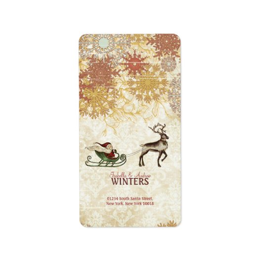 ヴィンテージサンタ&トナカイ ラベル (正面)