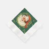 ヴィンテージサンタ&パインリースペーパーナプキン 縁ありカクテルナプキン (角)