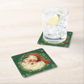 ヴィンテージサンタ&パインリース スクエアペーパーコースター (インサイチュ)