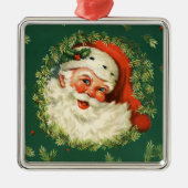 ヴィンテージサンタ&パインリース メタルオーナメント (正面)