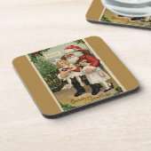 ヴィンテージサンタ・ビジットと二人の甘い女の子タン コースター (左側)