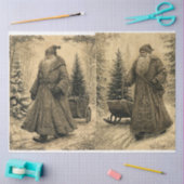 ヴィンテージサンタ – ブラウンズ/ベージュ 薄葉紙 (クラフト)