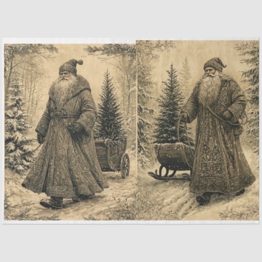 ヴィンテージサンタ – ブラウンズ/ベージュ 薄葉紙 (正面)