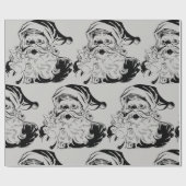 ヴィンテージサンタ ブラック＆グレイ クリスマス ラッピングペーパー (フラット)