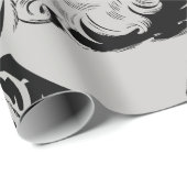 ヴィンテージサンタ ブラック＆グレイ クリスマス ラッピングペーパー (ロールコーナー)