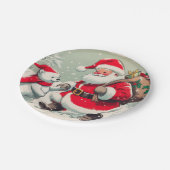 ヴィンテージサンタ&ベアークリスマス紙プレート ペーパープレート (アングル)