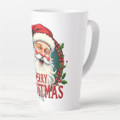 ヴィンテージサンタ メリークリスマス イラストパターン カフェラテマグ (右アングル)